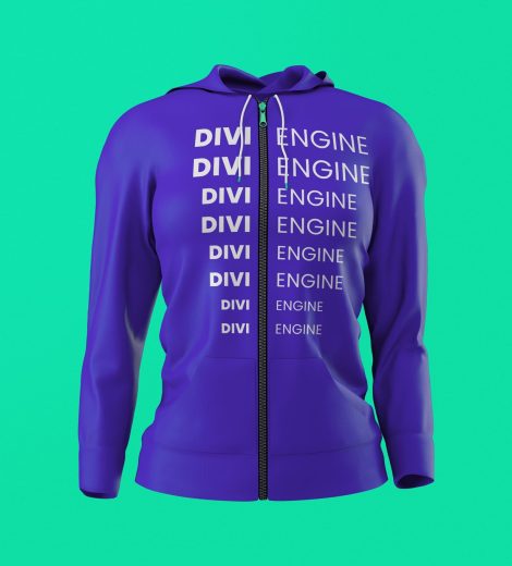Purple Divi Engine Text Zipper Hoodie